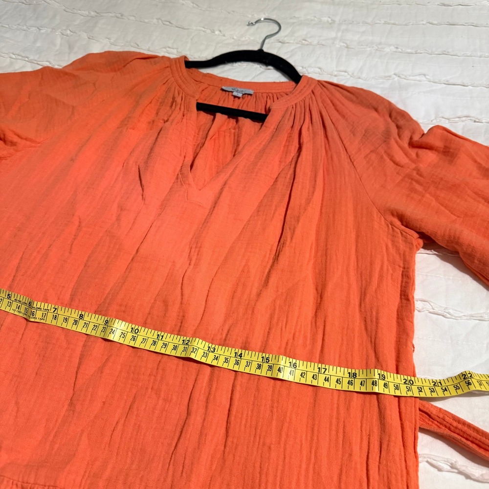 Rails Noelle Dress Women Small Orange Gauze Organic Cotton Tiered Mini Belted - Picture 8 of 13